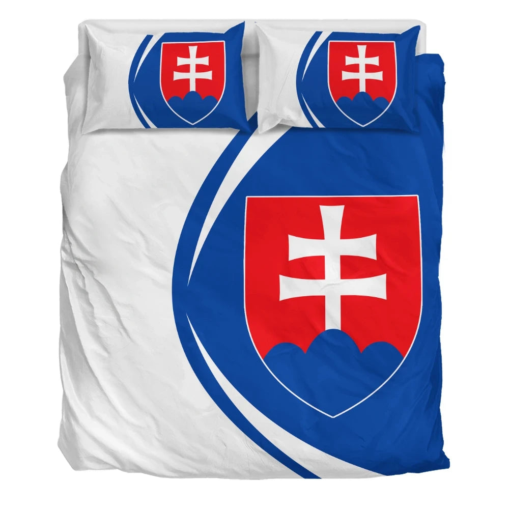 Slovakia Flag Coat Of Arms Bedding Set Circle RLT13 - Wonder Print Shop