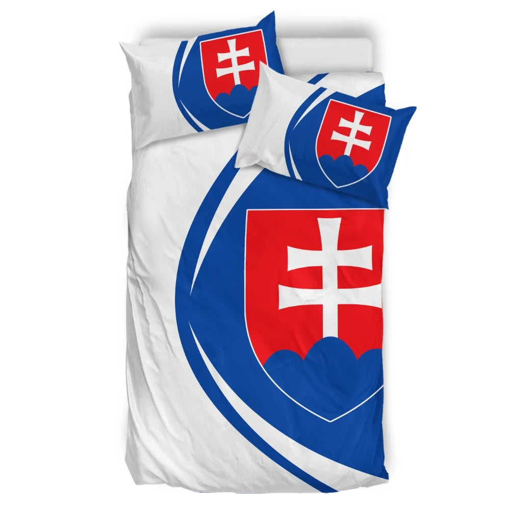 Slovakia Flag Coat Of Arms Bedding Set Circle RLT13 - Wonder Print Shop