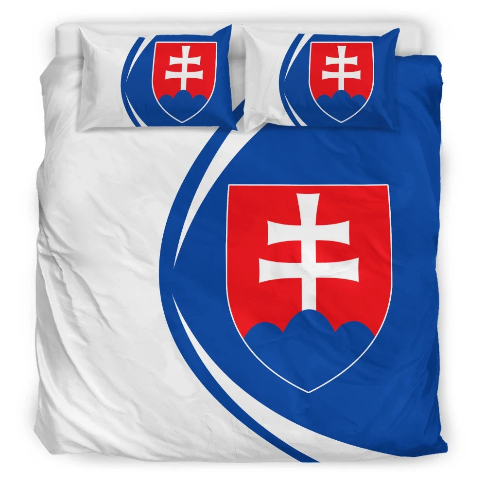 Slovakia Flag Coat Of Arms Bedding Set Circle RLT13 - Wonder Print Shop