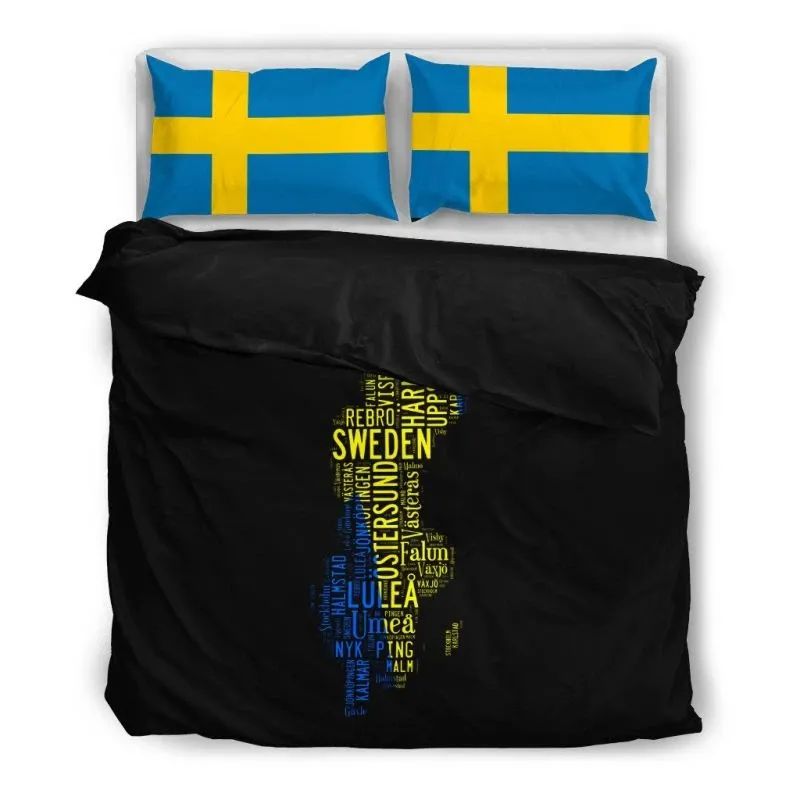 Sweden Map Flag Bedding Set RLT7 - Wonder Print Shop