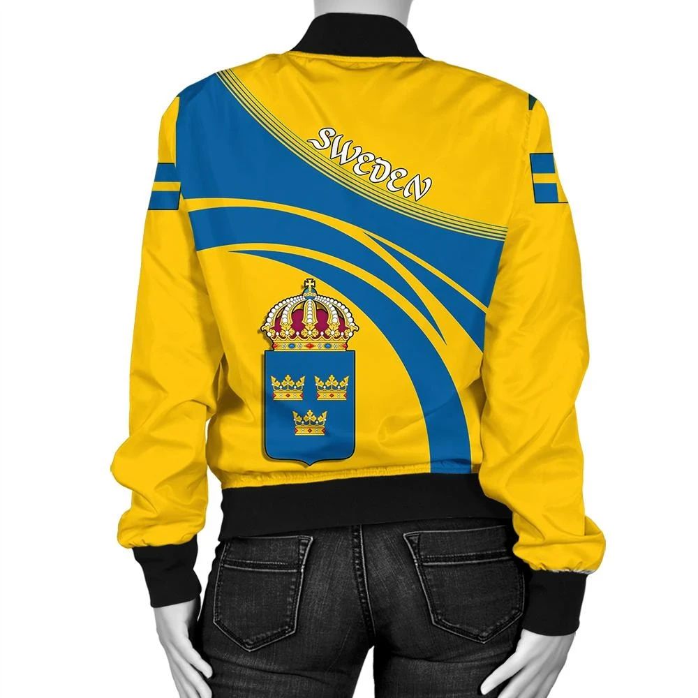 Sweden Coat Of Arms Women Bomber Jacket Sticket RLT7 - Wonder Print Shop