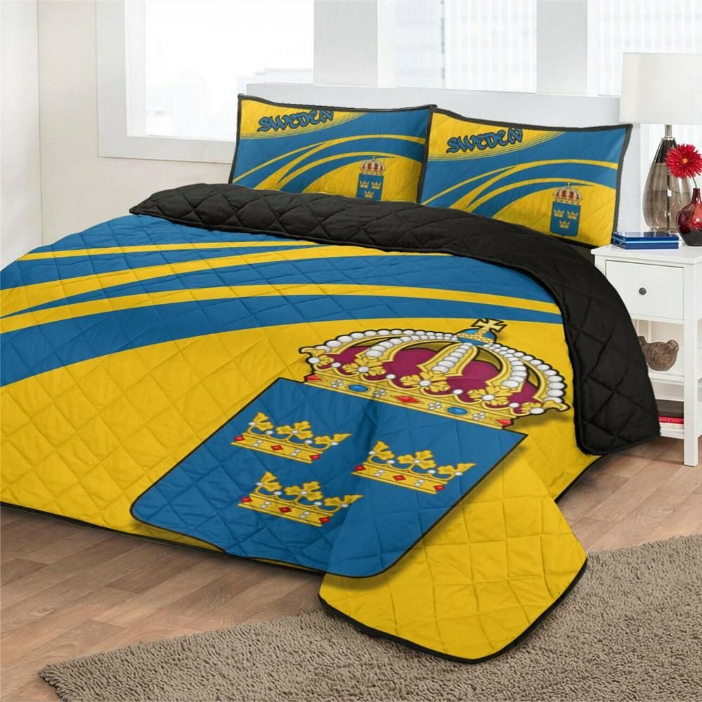 Sweden Coat Of Arms Quilt Bed Set Cricket RLT7 - Wonder Print Shop