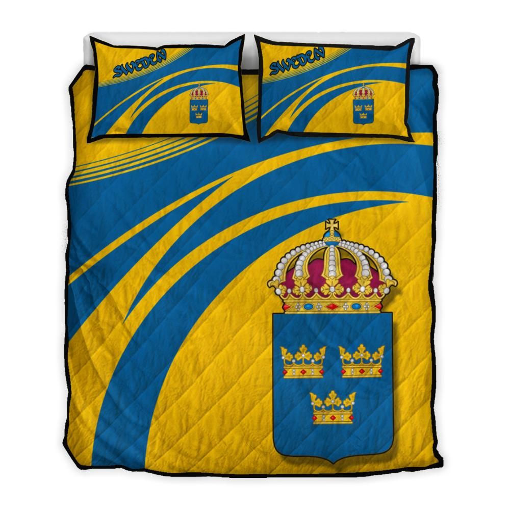 Sweden Coat Of Arms Quilt Bed Set Cricket RLT7 - Wonder Print Shop