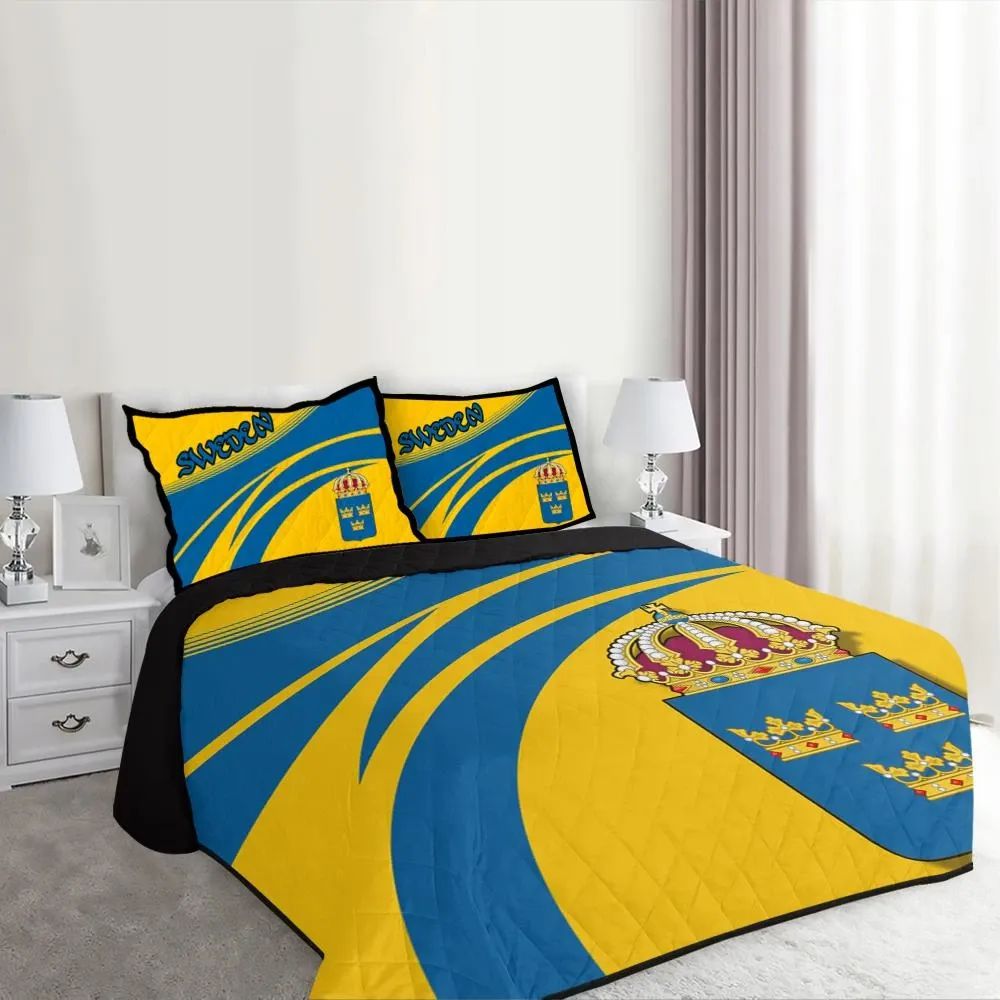 Sweden Coat Of Arms Quilt Bed Set Cricket RLT7 - Wonder Print Shop