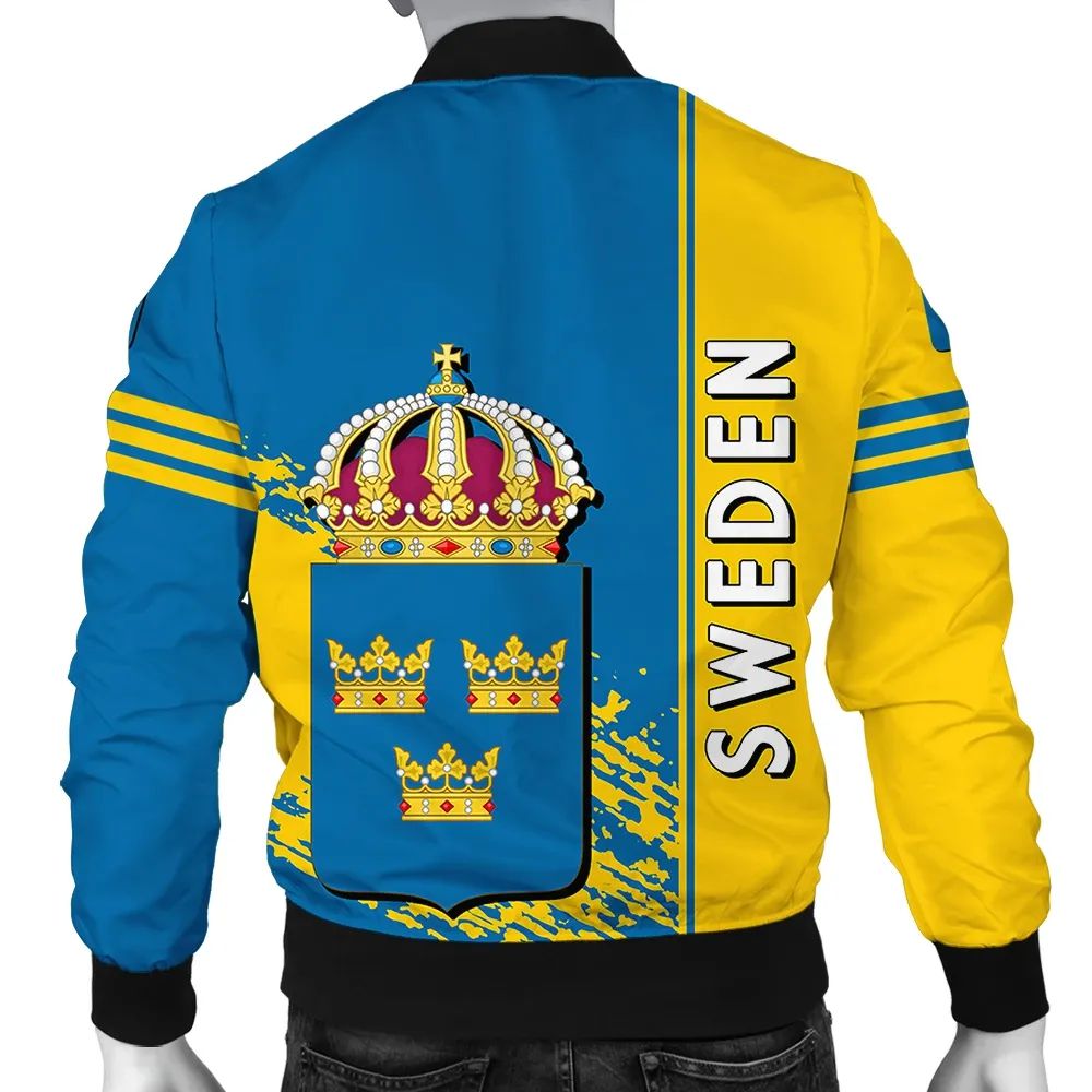 Sweden Coat Of Arms Men Bomber Jacket Quarter Style RLT7 - Wonder Print Shop
