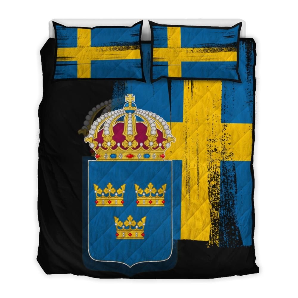 Sweden Flag Quilt Bed Set Flag Style RLT7 - Wonder Print Shop