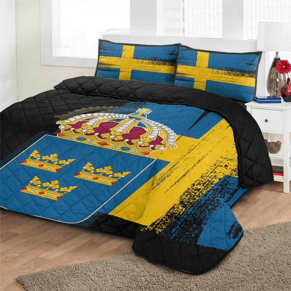 Sweden Flag Quilt Bed Set Flag Style RLT7 - Wonder Print Shop