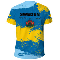Sweden T Shirt Sweden Flag Brush RLT7 - Wonder Print Shop