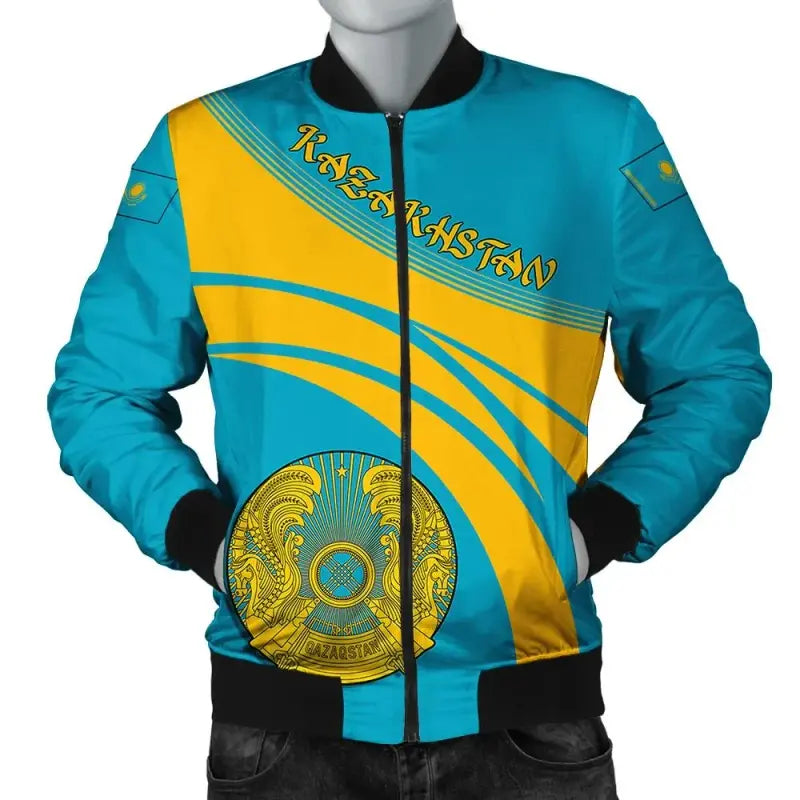 Kazakhstan Coat Of Arms Men Bomber Jacket Cricket RLT8 - Wonder Print Shop
