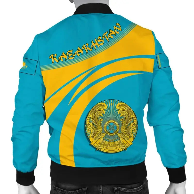 Kazakhstan Coat Of Arms Men Bomber Jacket Cricket RLT8 - Wonder Print Shop