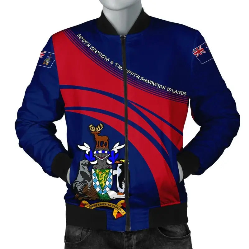South Georgia and the South Sandwich Islands Coat Of Arms Men Bomber Jacket Sticket RLT12 - Wonder Print Shop