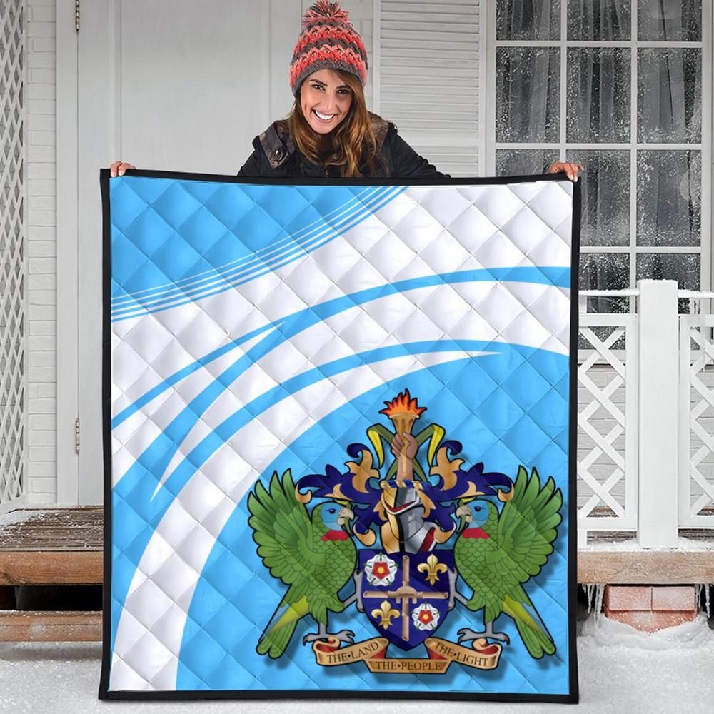 Saint Lucia Coat Of Arms Premium Quilt Cricket RLT6 - Wonder Print Shop