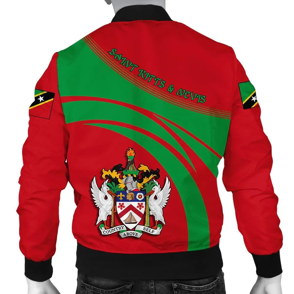 Saint Kitts and Nevis Coat Of Arms Men Bomber Jacket Sticket RLT6 - Wonder Print Shop