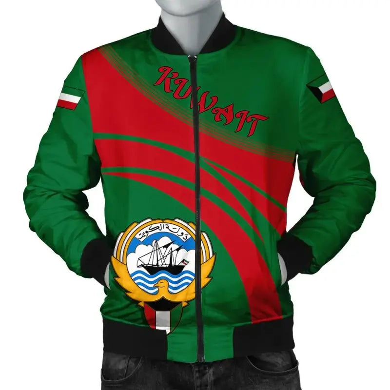 Kuwait Coat Of Arms Men Bomber Jacket Cricket RLT8 - Wonder Print Shop