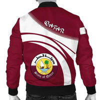 Qatar Coat Of Arms Men Bomber Jacket Sticket RLT12 - Wonder Print Shop