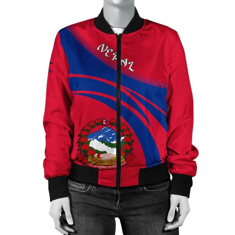 Nepal Coat Of Arms Women Bomber Jacket Cricket RLT7 - Wonder Print Shop