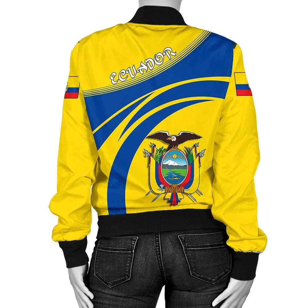 Ecuador Coat Of Arms Women Bomber Jacket Sticket RLT12 - Wonder Print Shop