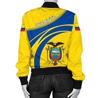 Ecuador Coat Of Arms Women Bomber Jacket Sticket RLT12 - Wonder Print Shop