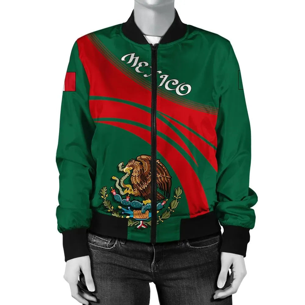 Mexico Coat Of Arms Women Bomber Jacket Cricket RLT13 - Wonder Print Shop
