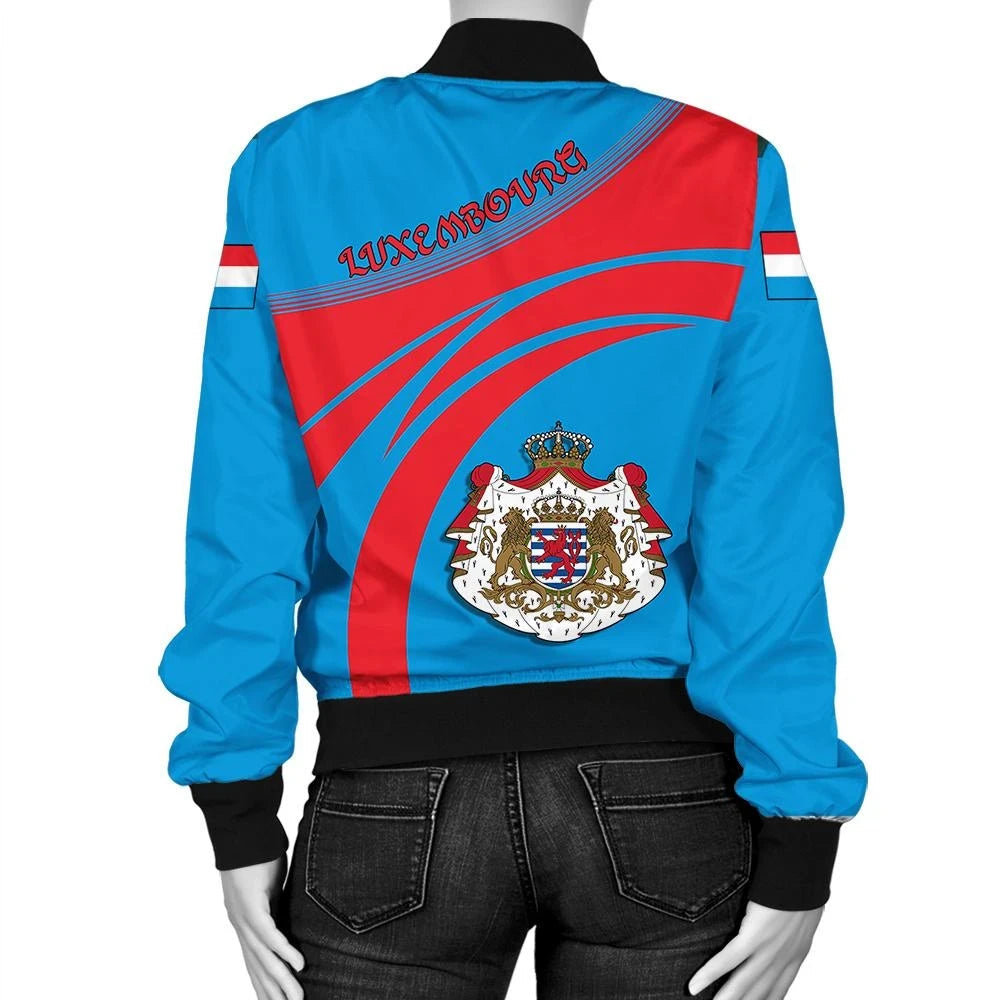 Luxembourg Coat Of Arms Women Bomber Jacket Sticket RLT6 - Wonder Print Shop