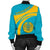 Kazakhstan Coat Of Arms Women Bomber Jacket Sticket RLT8 - Wonder Print Shop