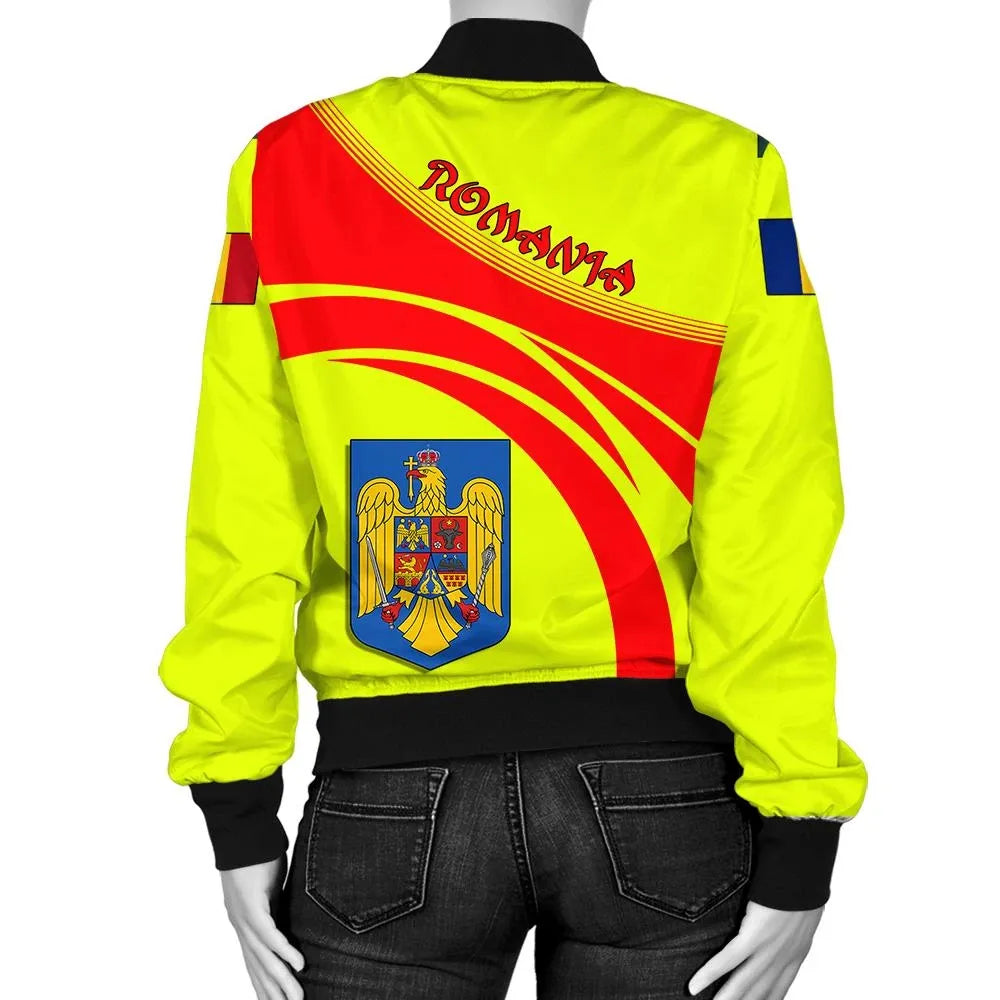 Romania Coat Of Arms Women Bomber Jacket Sticket RLT13 - Wonder Print Shop