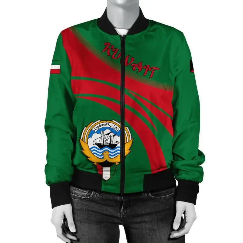 Kuwait Coat Of Arms Women Bomber Jacket Cricket RLT8 - Wonder Print Shop