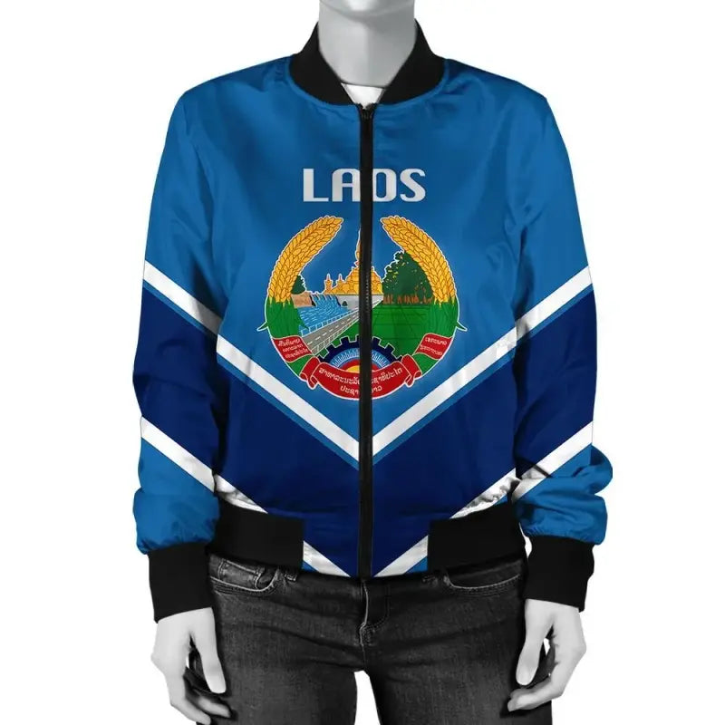 Laos Coat Of Arms Women Bomber Lucian RLT8 - Wonder Print Shop