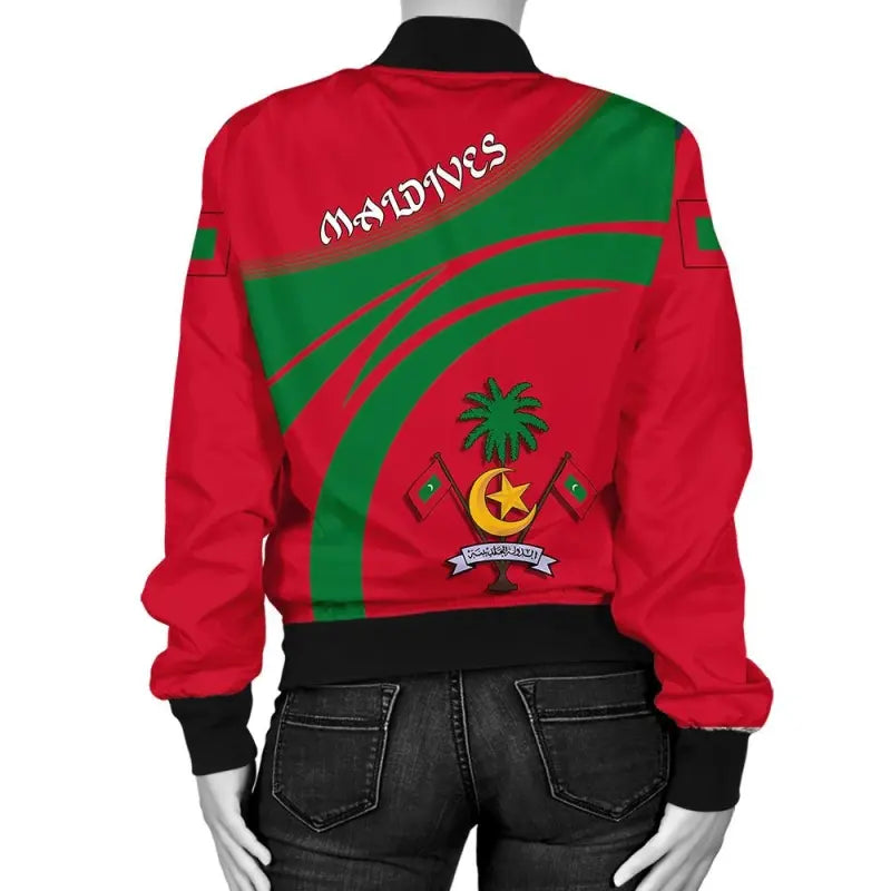 Maldives Coat Of Arms Women Bomber Jacket Sticket RLT12 - Wonder Print Shop