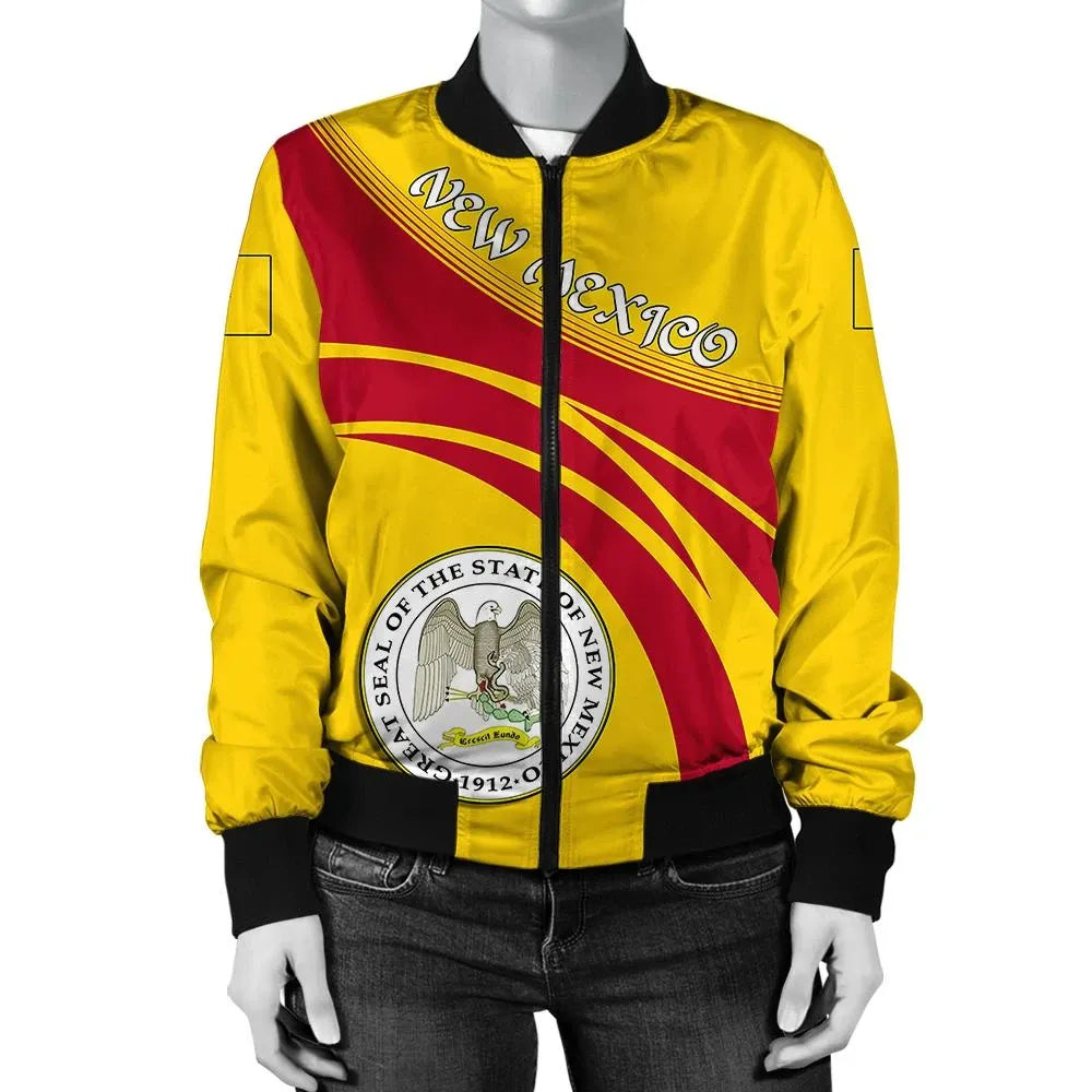 New Mexico Coat Of Arms Women Bomber Jacket Sticket RLT13 - Wonder Print Shop