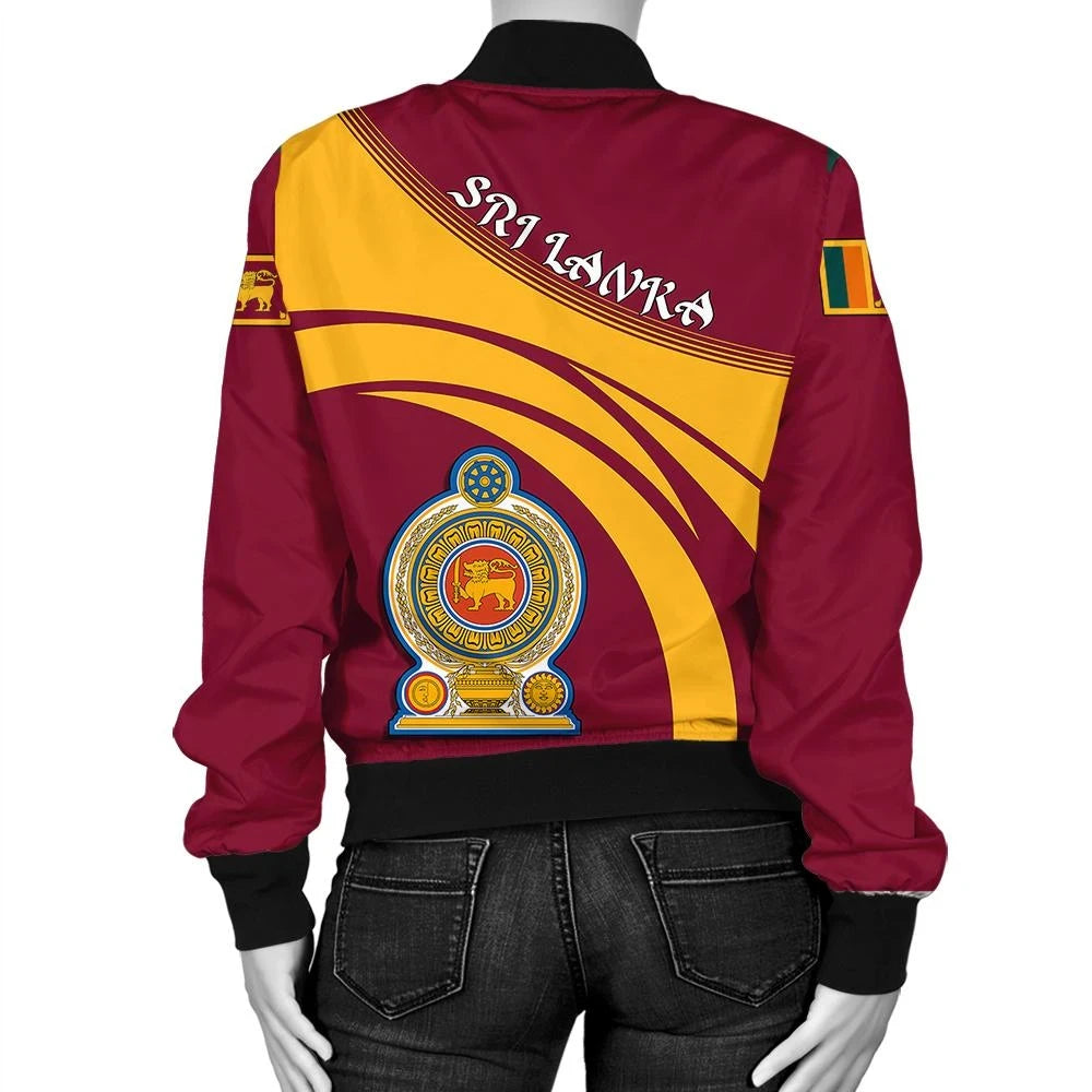 Sri Lanka Coat Of Arms Women Bomber Jacket Sticket RLT7 - Wonder Print Shop