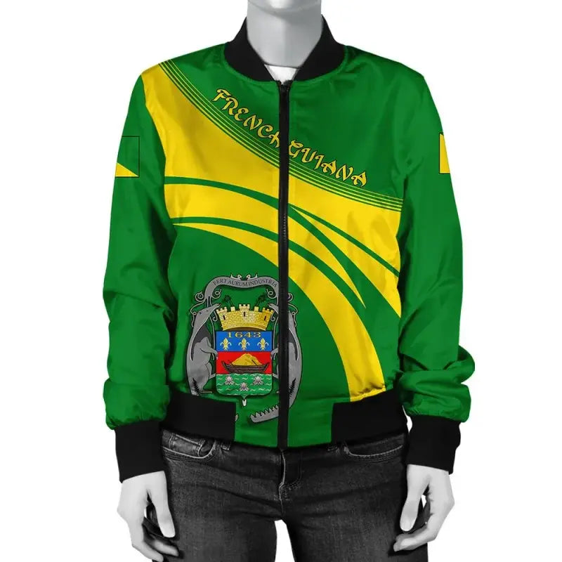 French Guiana Coat Of Arms Women Bomber Jacket Cricket RLT8 - Wonder Print Shop