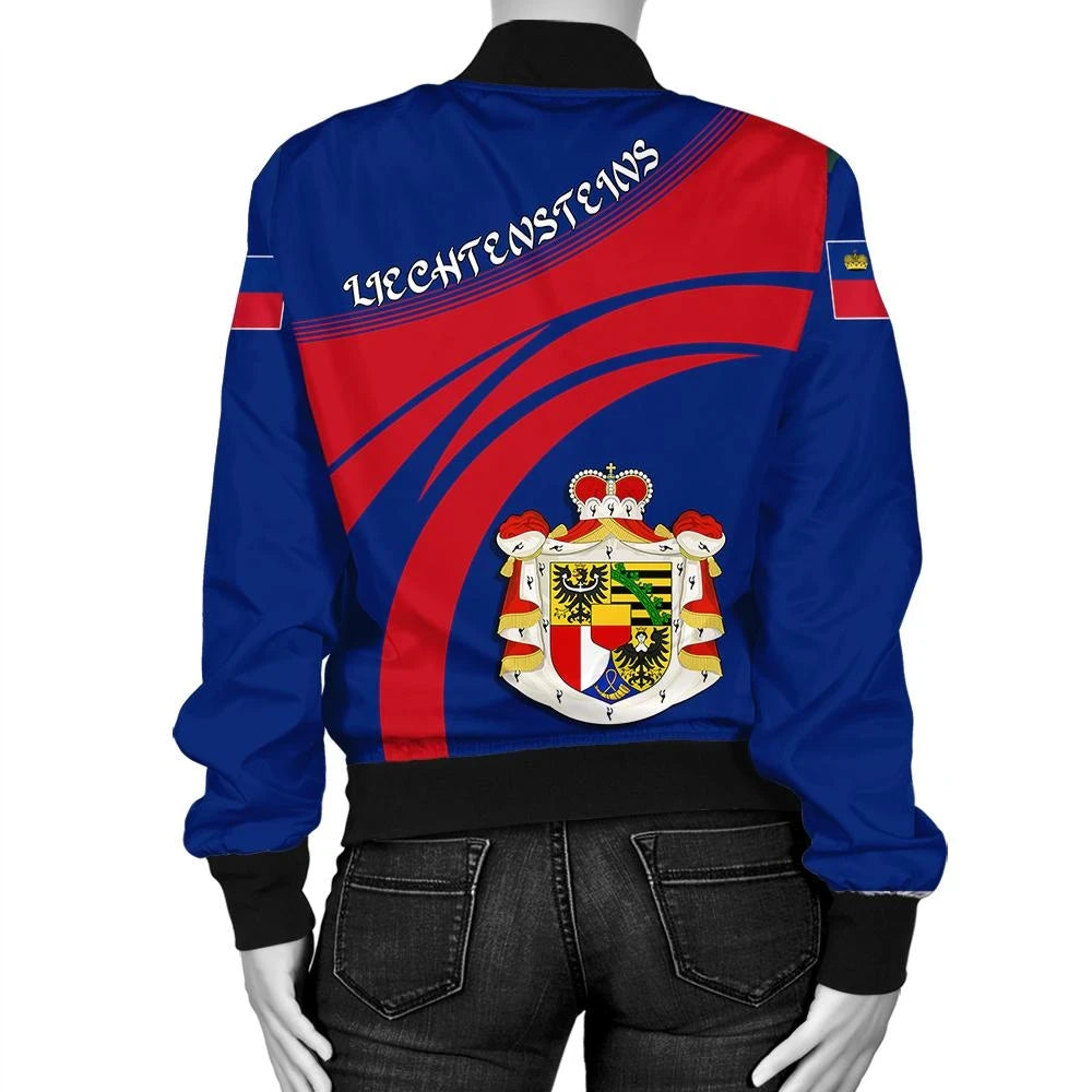 Liechtensteins Coat Of Arms Women Bomber Jacket Sticket RLT6 - Wonder Print Shop