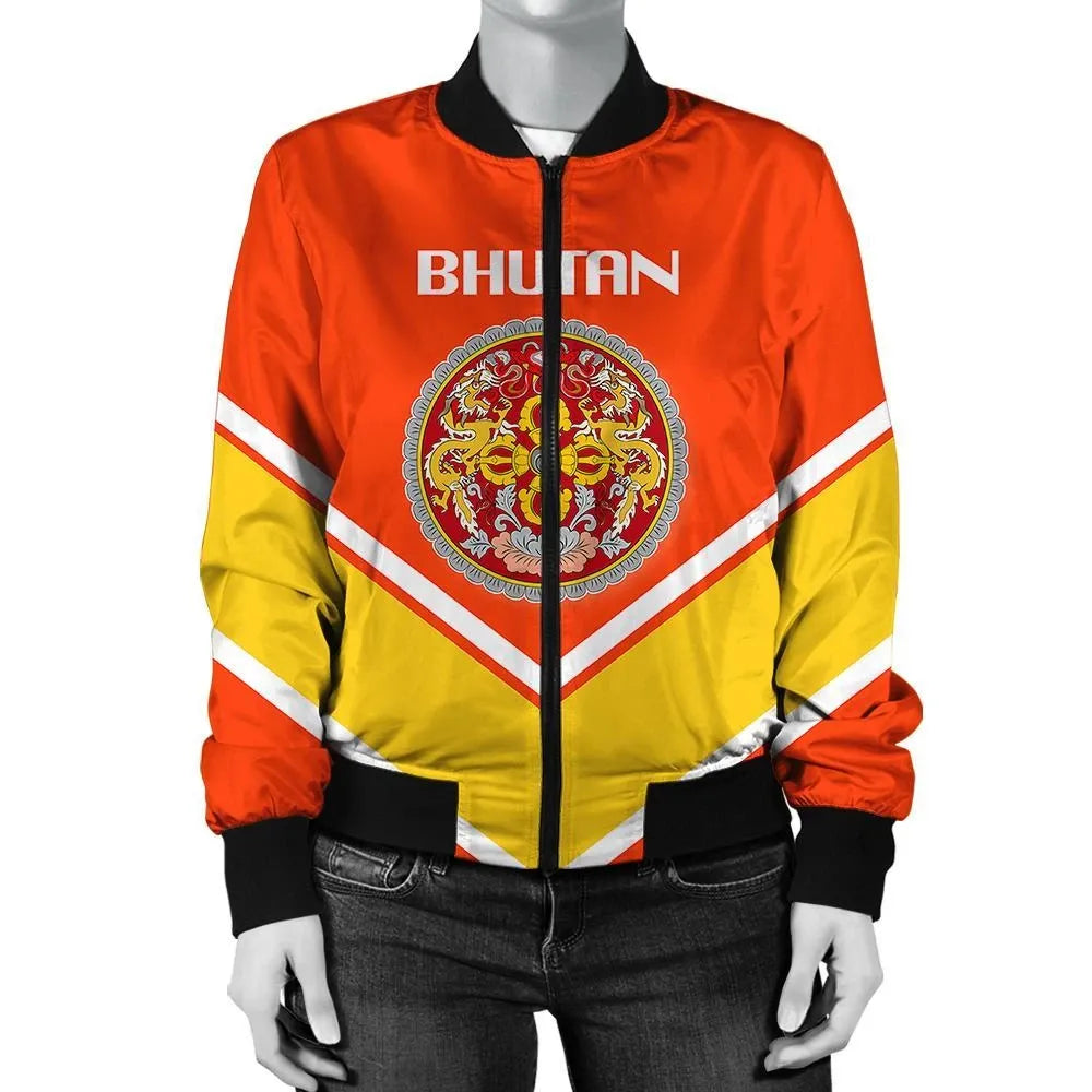 Bhutan Coat Of Arms Women Bomber Lucian RLT6 - Wonder Print Shop