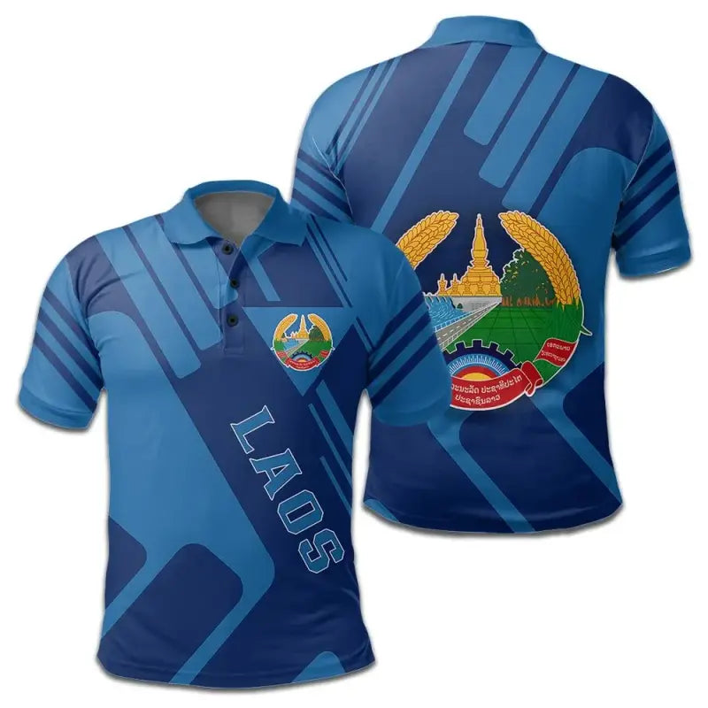 Laos Polo Shirt Coat Of Arms Rockie RLT8 - Wonder Print Shop
