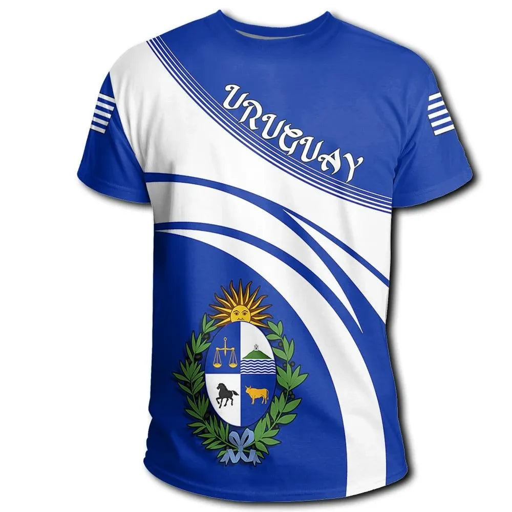 Uruguay Coat Of Arms T Shirt Cricket Style RLT6 - Wonder Print Shop