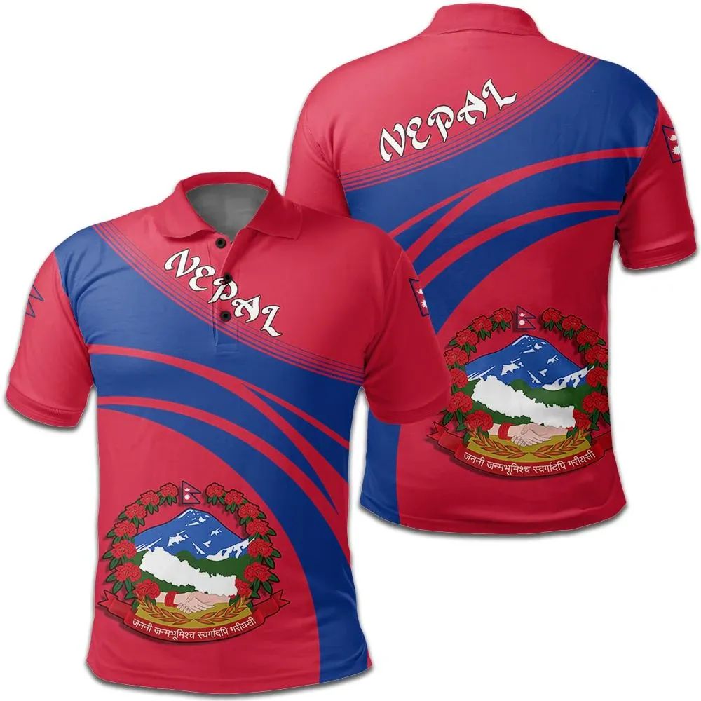 Nepal Polo Shirt Coat Of Arms Cricket Style RLT7 - Wonder Print Shop
