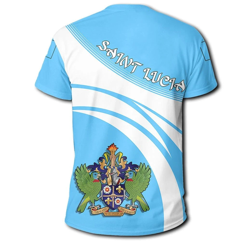 Saint Lucia Coat Of Arms T Shirt Cricket Style RLT6 - Wonder Print Shop
