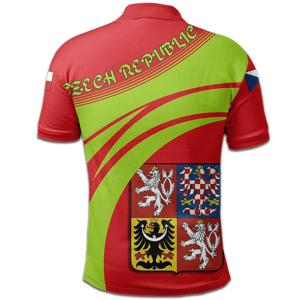 Czech Republic Coat Ofrms Polo Shirt Cricket Style RLT13 - Wonder Print Shop