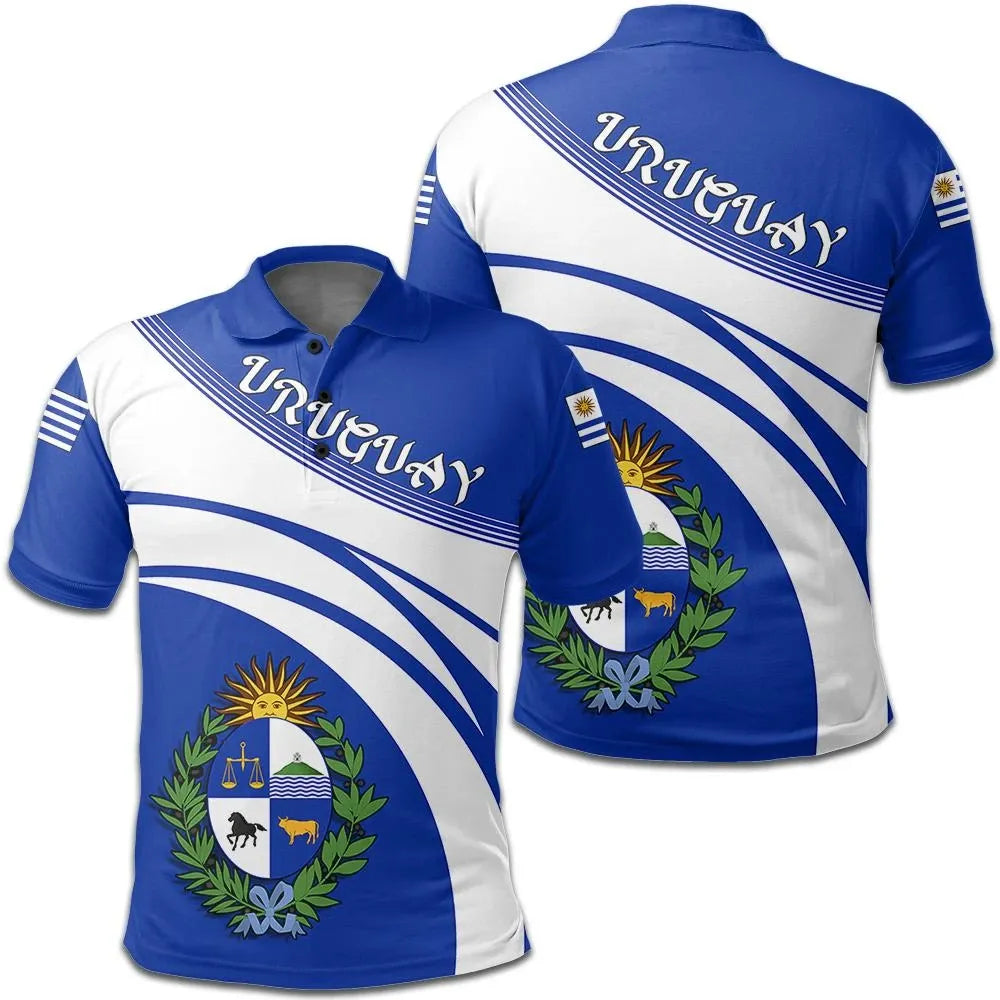Uruguay Polo Shirt Coat Of Arms Cricket Style RLT6 - Wonder Print Shop