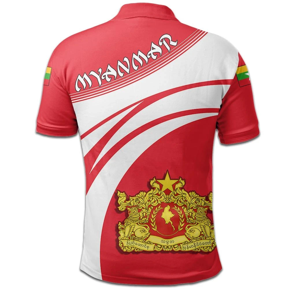 Myanmar Polo Shirt Coat Of Arms Cricket Style RLT7 - Wonder Print Shop