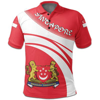 Singapore Polo Shirt Coat Of Arms Cricket Style RLT13 - Wonder Print Shop