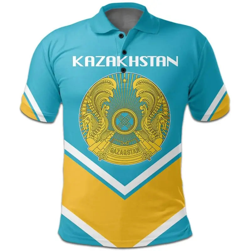 Kazakhstan Coat Of Arms Polo Lucian Style RLT8 - Wonder Print Shop