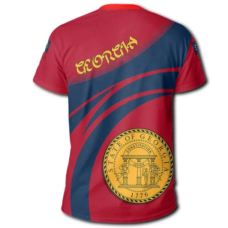 Georgia (U.S. state) Coat Of Arms T Shirt Cricket Style RLT12 - Wonder Print Shop