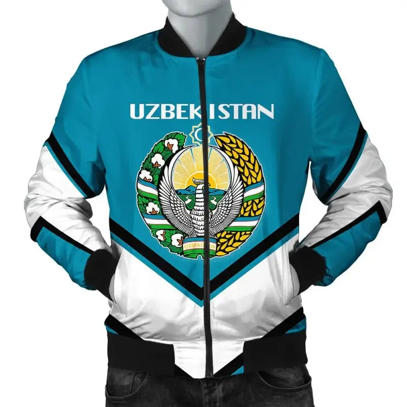 Uzbekistan Coat Of Arms Men Bomber Jacket Lucian Style RLT12 - Wonder Print Shop