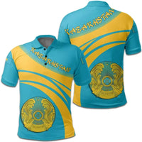 Kazakhstan Polo Shirt Coat Of Arms Cricket Style RLT8 - Wonder Print Shop