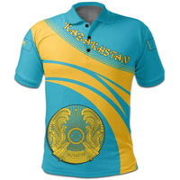 Kazakhstan Polo Shirt Coat Of Arms Cricket Style RLT8 - Wonder Print Shop