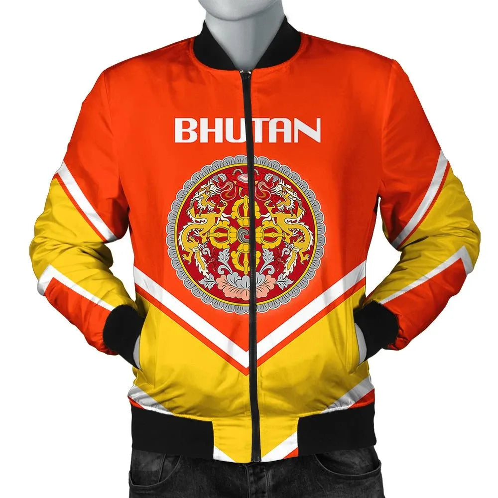 Bhutan Coat Of Arms Men Bomber Jacket Lucian Style RLT6 - Wonder Print Shop
