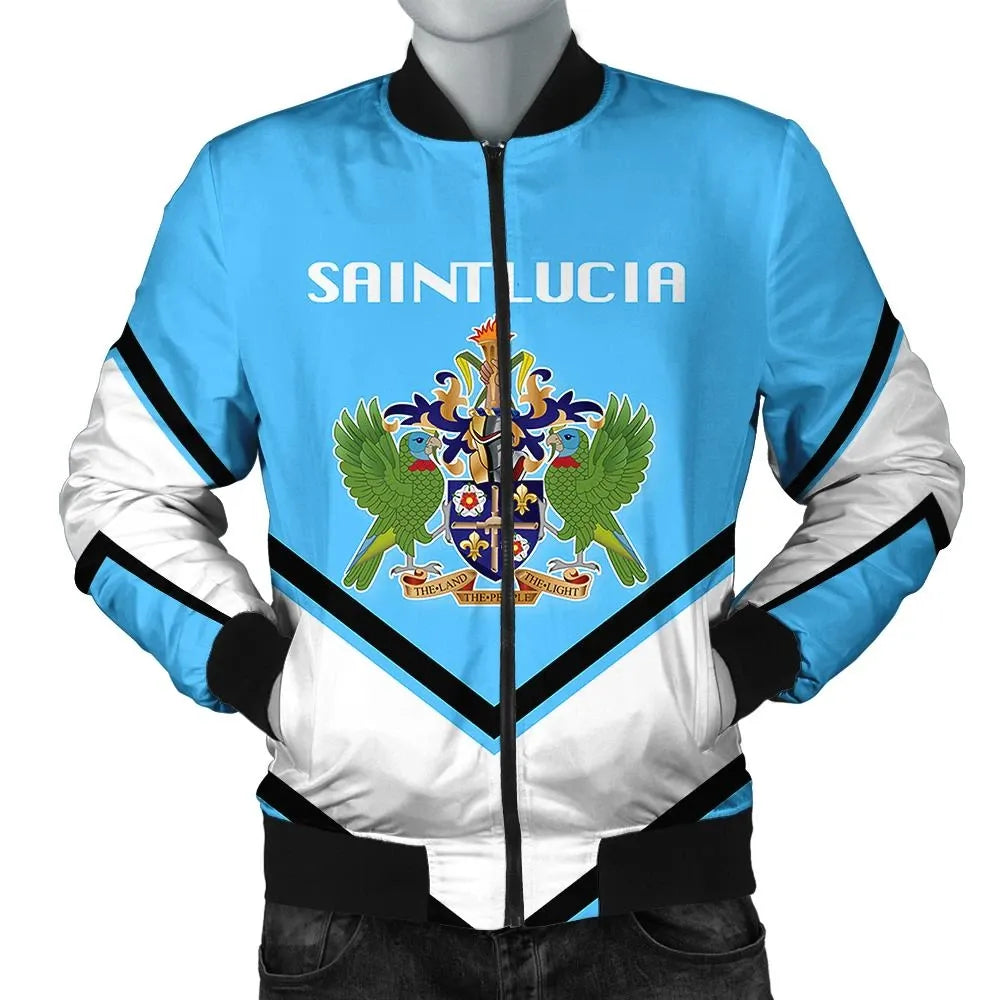 Saint Lucia Coat Of Arms Men Bomber Jacket Lucian Style RLT6 - Wonder Print Shop
