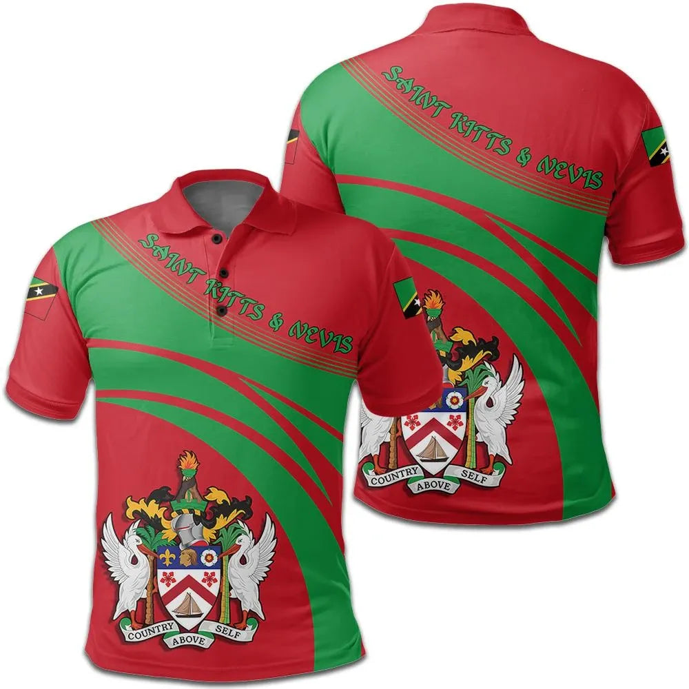 Saint Kitts and Nevis Polo Shirt Coat Of Arms Cricket Style RLT6 - Wonder Print Shop